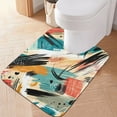 thumbnail image 1 of Toilet Rug U-Shaped Bathroom Rugs Non-Slip Soft Plush Machine Washable Contour Bath Mat Hand Drawn Brush Strokes 24x20, 1 of 9