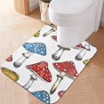 thumbnail image 1 of Toilet Rug U-Shaped Bathroom Rugs Non-Slip Soft Plush Machine Washable Contour Bath Mat Hand Drawn Mushrooms 24x20, 1 of 9