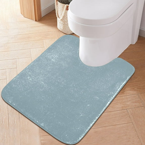 Toilet Rug U-Shaped Bathroom Rugs Non-Slip Soft Plush Machine Washable Contour Bath Mat Ice Blue 24x20