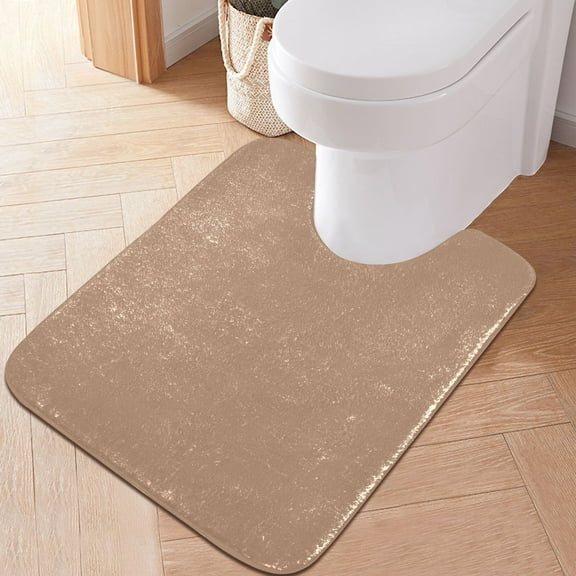 Toilet Rug U-Shaped Bathroom Rugs Non-Slip Soft Plush Machine Washable Contour Bath Mat Khaki 24x20