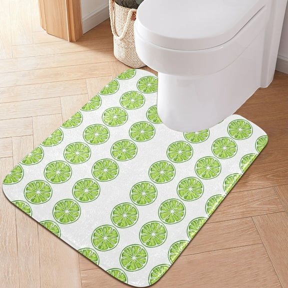 Toilet Rug U-Shaped Bathroom Rugs Non-Slip Soft Plush Machine Washable Contour Bath Mat Lemon Slice 24x20