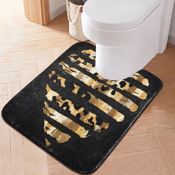 Toilet Rug U-Shaped Bathroom Rugs Non-Slip Soft Plush Machine Washable Contour Bath Mat Leopard Heart 24x20
