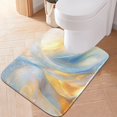thumbnail image 1 of Toilet Rug U-Shaped Bathroom Rugs Non-Slip Soft Plush Machine Washable Contour Bath Mat Light Blue Gold Marble 24x20, 1 of 9