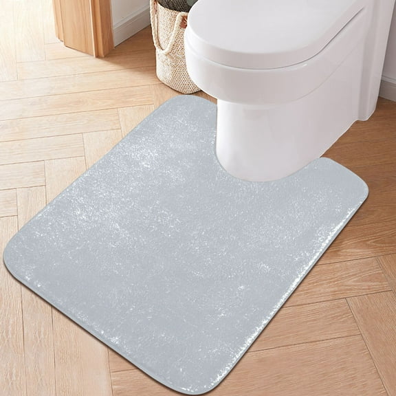 Toilet Rug U-Shaped Bathroom Rugs Non-Slip Soft Plush Machine Washable Contour Bath Mat Light Grey 24x20