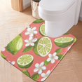thumbnail image 1 of Toilet Rug U-Shaped Bathroom Rugs Non-Slip Soft Plush Machine Washable Contour Bath Mat Limes and White Flowers 24x20, 1 of 9