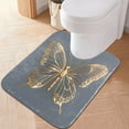 thumbnail image 1 of Toilet Rug U-Shaped Bathroom Rugs Non-Slip Soft Plush Machine Washable Contour Bath Mat Luxury Butterfly 24x20, 1 of 9