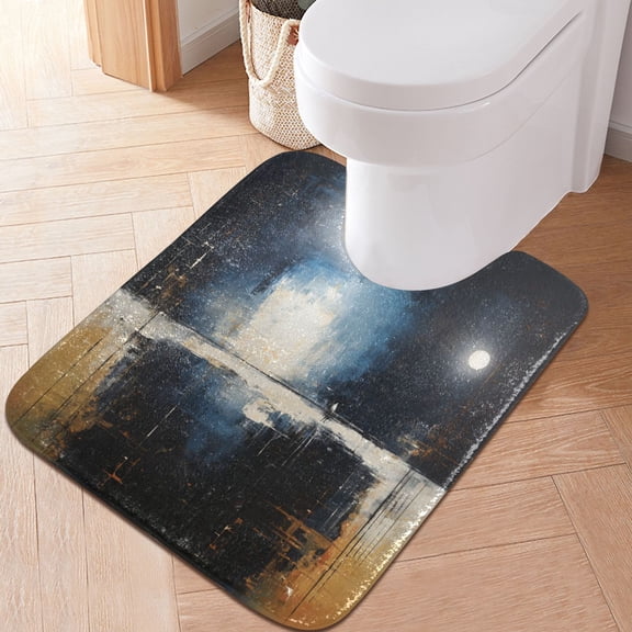 Toilet Rug U-Shaped Bathroom Rugs Non-Slip Soft Plush Machine Washable Contour Bath Mat Night Sky Oil Paint 24x20