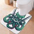 thumbnail image 1 of Toilet Rug U-Shaped Bathroom Rugs Non-Slip Soft Plush Machine Washable Contour Bath Mat Octopus with Knife 24x20, 1 of 9