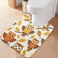 thumbnail image 1 of Toilet Rug U-Shaped Bathroom Rugs Non-Slip Soft Plush Machine Washable Contour Bath Mat Owls and Fall Leaf 24x20, 1 of 9