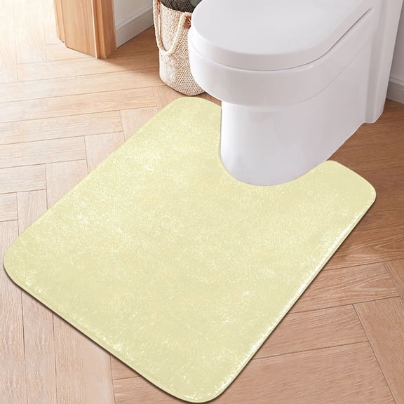 Toilet Rug U-Shaped Bathroom Rugs Non-Slip Soft Plush Machine Washable Contour Bath Mat Pale Yellow 24x20