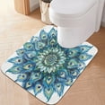 thumbnail image 1 of Toilet Rug U-Shaped Bathroom Rugs Non-Slip Soft Plush Machine Washable Contour Bath Mat Peacock Feathers Mandala 24x20, 1 of 9