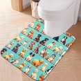 thumbnail image 1 of Toilet Rug U-Shaped Bathroom Rugs Non-Slip Soft Plush Machine Washable Contour Bath Mat Pixel Style Dogs 24x20, 1 of 9