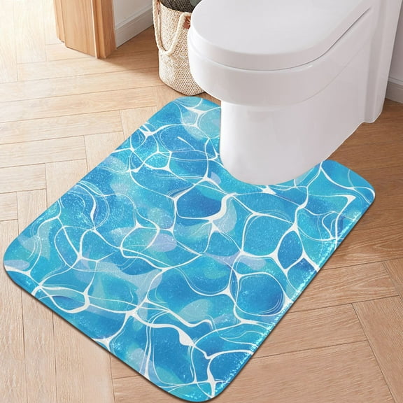 Toilet Rug U-Shaped Bathroom Rugs Non-Slip Soft Plush Machine Washable Contour Bath Mat Pool Water 24x20
