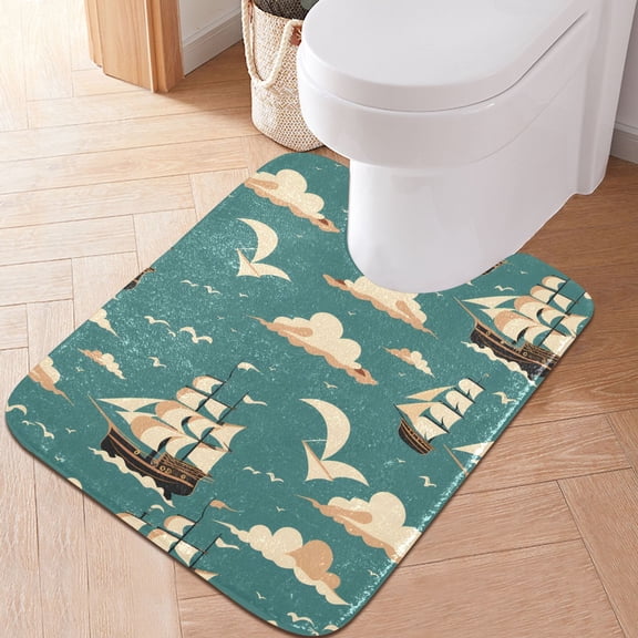 Toilet Rug U-Shaped Bathroom Rugs Non-Slip Soft Plush Machine Washable Contour Bath Mat Ship on Sea 24x20
