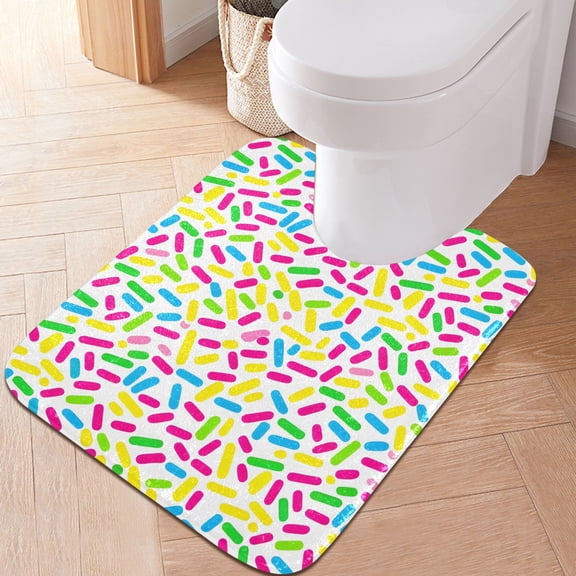 Toilet Rug U-Shaped Bathroom Rugs Non-Slip Soft Plush Machine Washable Contour Bath Mat Sprinkles 24x20