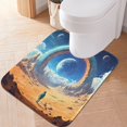 thumbnail image 1 of Toilet Rug U-Shaped Bathroom Rugs Non-Slip Soft Plush Machine Washable Contour Bath Mat Stargate in Desert 24x20, 1 of 9