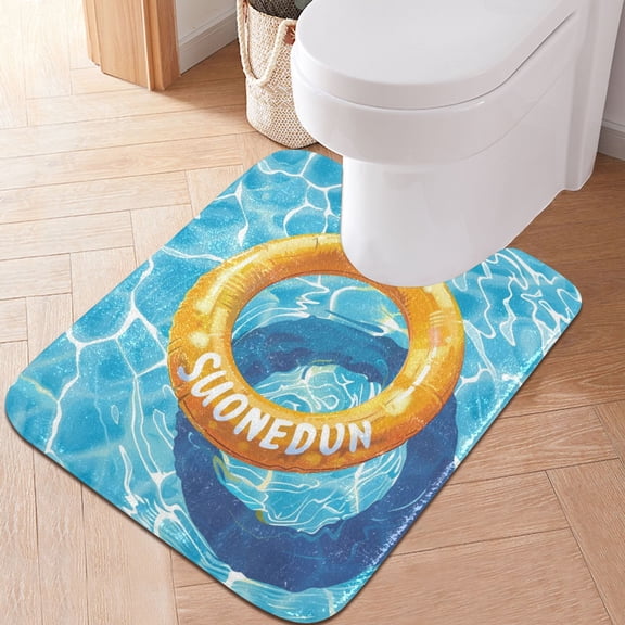 Toilet Rug U-Shaped Bathroom Rugs Non-Slip Soft Plush Machine Washable Contour Bath Mat Swimming Circle 24x20