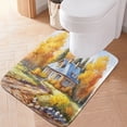 thumbnail image 1 of Toilet Rug U-Shaped Bathroom Rugs Non-Slip Soft Plush Machine Washable Contour Bath Mat Village House in Forest 24x20, 1 of 9