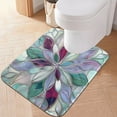 thumbnail image 1 of Toilet Rug U-Shaped Bathroom Rugs Non-Slip Soft Plush Machine Washable Contour Bath Mat Violet Red Floral Stained Glass 24x20, 1 of 9