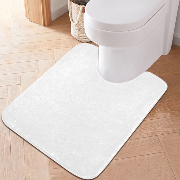 Toilet Rug U-Shaped Bathroom Rugs Non-Slip Soft Plush Machine Washable Contour Bath Mat White 24x20