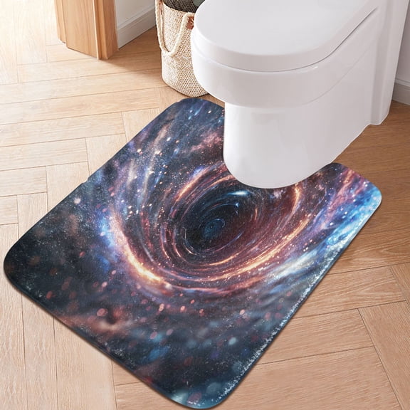Toilet Rug U-Shaped Bathroom Rugs Non-Slip Soft Plush Machine Washable Contour Bath Mat Wormholes Stars Nebulae 24x20