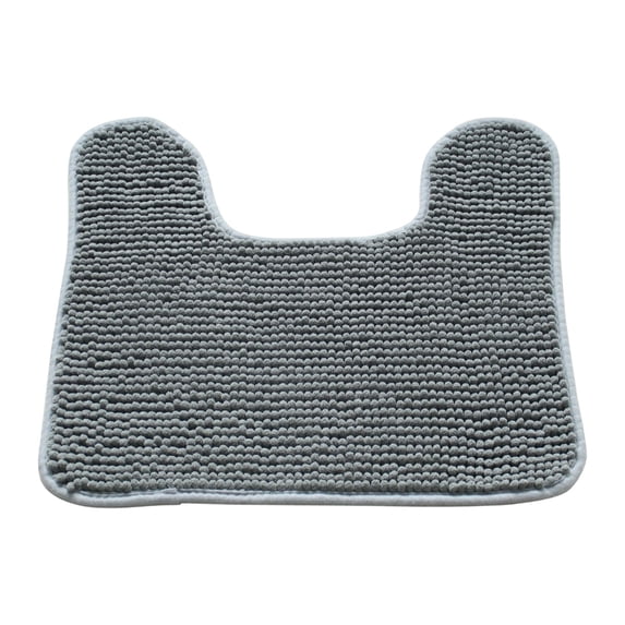 Toilet Rug U Shaped, Non Absorbent Chenille Bath Mat, Soft Plush Washable Toilet Mat for Bathroom, Quick Dry Low Pile Contour Rug 19.7"x15.7"