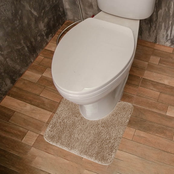 Toilet Rug,U Shaped Toilet Rug,Bathroom Floor Mat,20*20IN Toilet Rugs U Shaped,Non Slip & Super Absorbent Extra Thick Soft, Washable Bath Mats for Bathroom Floor(Beige)