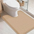 thumbnail image 1 of Toilet Rugs U-Shaped 24"x20",Soft Absorbent Bath Mat with Non-Slip TPR Backing, Machine Washable Shaggy Bath Rug for Toilet,Beige, 1 of 7