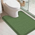 thumbnail image 1 of Toilet Rugs U-Shaped 24"x20",Soft Absorbent Bath Mat with Non-Slip TPR Backing, Machine Washable Shaggy Bath Rug for Toilet,Green, 1 of 7