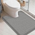 thumbnail image 1 of Toilet Rugs U-Shaped 24"x20",Soft Absorbent Bath Mat with Non-Slip TPR Backing, Machine Washable Shaggy Bath Rug for Toilet,Grey, 1 of 8