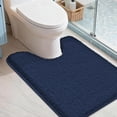 thumbnail image 1 of Toilet Rugs U-Shaped 24"x20",Soft Absorbent Bath Mat with Non-Slip TPR Backing, Machine Washable Shaggy Bath Rug for Toilet,Navy Blue, 1 of 8