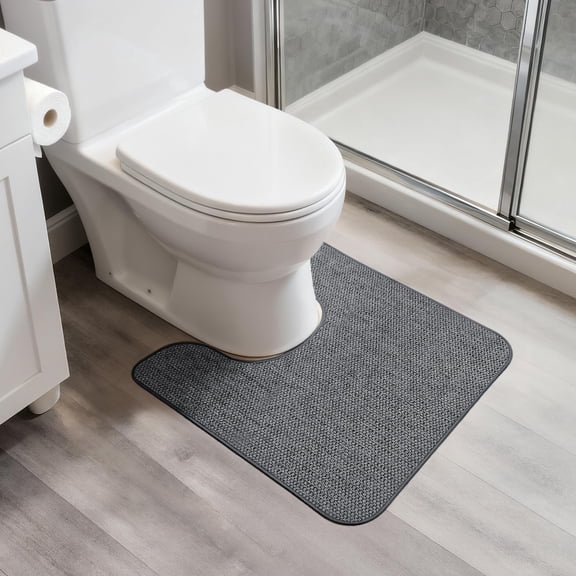 Toilet Rugs U Shaped Bathroom Rug Machine Washable Non Slip Quick Dry Super Absorbent Ultra Thin Mats For Toilet.dark Grey 1'8"x2'(20x24inch)