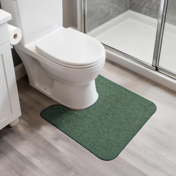 Toilet Rugs U Shaped Bathroom Rug Machine Washable Non Slip Quick Dry Super Absorbent Ultra Thin Mats For Toilet.green 1'8"x2'(20x24inch)
