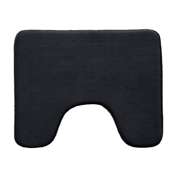 Toilet Rugs U Shaped Bathroom Rug,Machine Washable Non Slip Quick Dry Super Absorbent Ultra Thin Toilet Mats for Bathroom Toilet,15.7x19.6in(Black)