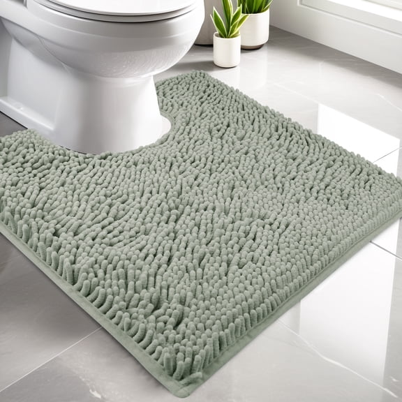 Toilet Rugs U-Shaped,Super Absorbent Chenille Bathroom Rugs and Strong Non-Slip Backing for Toilets Rug Set,Machine Washable,Bath Mats for Bathrooms,20"x 20",Light Gray