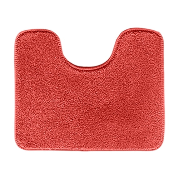 Toilet Rugs U Shaped Washable, 15.8"*19.7" Contour Bath Rugs for Toilet, Luxury Soft Microfiber U-Shaped Toilet Rug, Non Slip Absorbent Machine Washable Bathroom Mat for Toilet(Red)