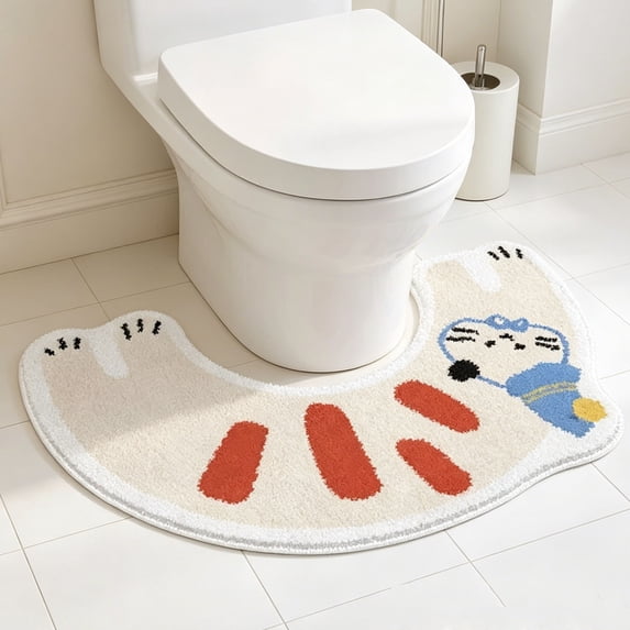 Toilet Rugs U Shaped Washable – 26" x 15" Plush Fur Bath Mat, Non Slip Absorbent for Bathroom Floor
