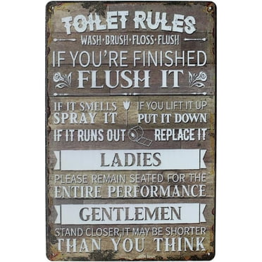 Toilet Rules Flush It Metal Tin Sign Wall Home Decor Art Plaque Retro Vintage Metal Tin Sign 8 X 12 Inches