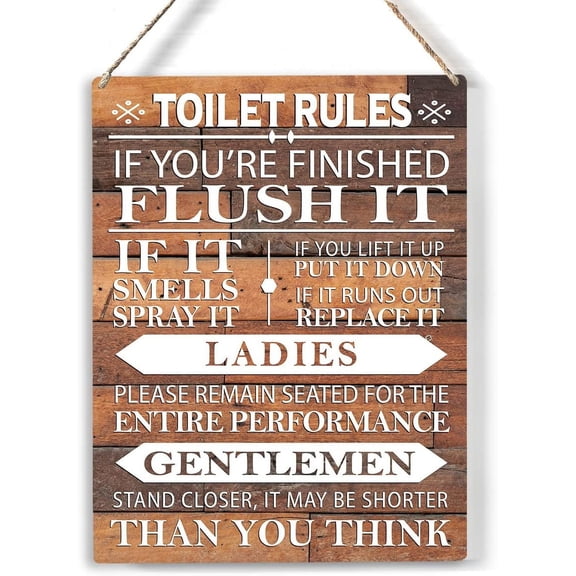 Toilet Rules If It Runs Out Replace It Wood Sign Bathroom Wooden Signs Rustic Hanging Plaque Home Wall Art 8x10 Sign Wall Decor for Home Bathroom Toilet