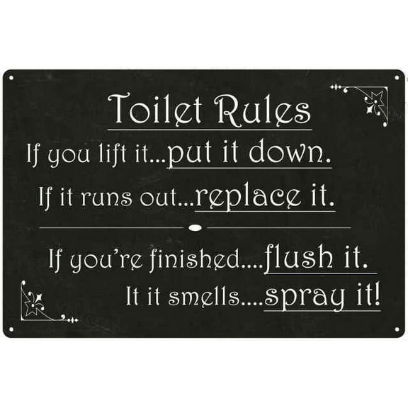 Toilet Rules... If you lift it... Funny Bathroom Metal Sign 12x18 2180008002