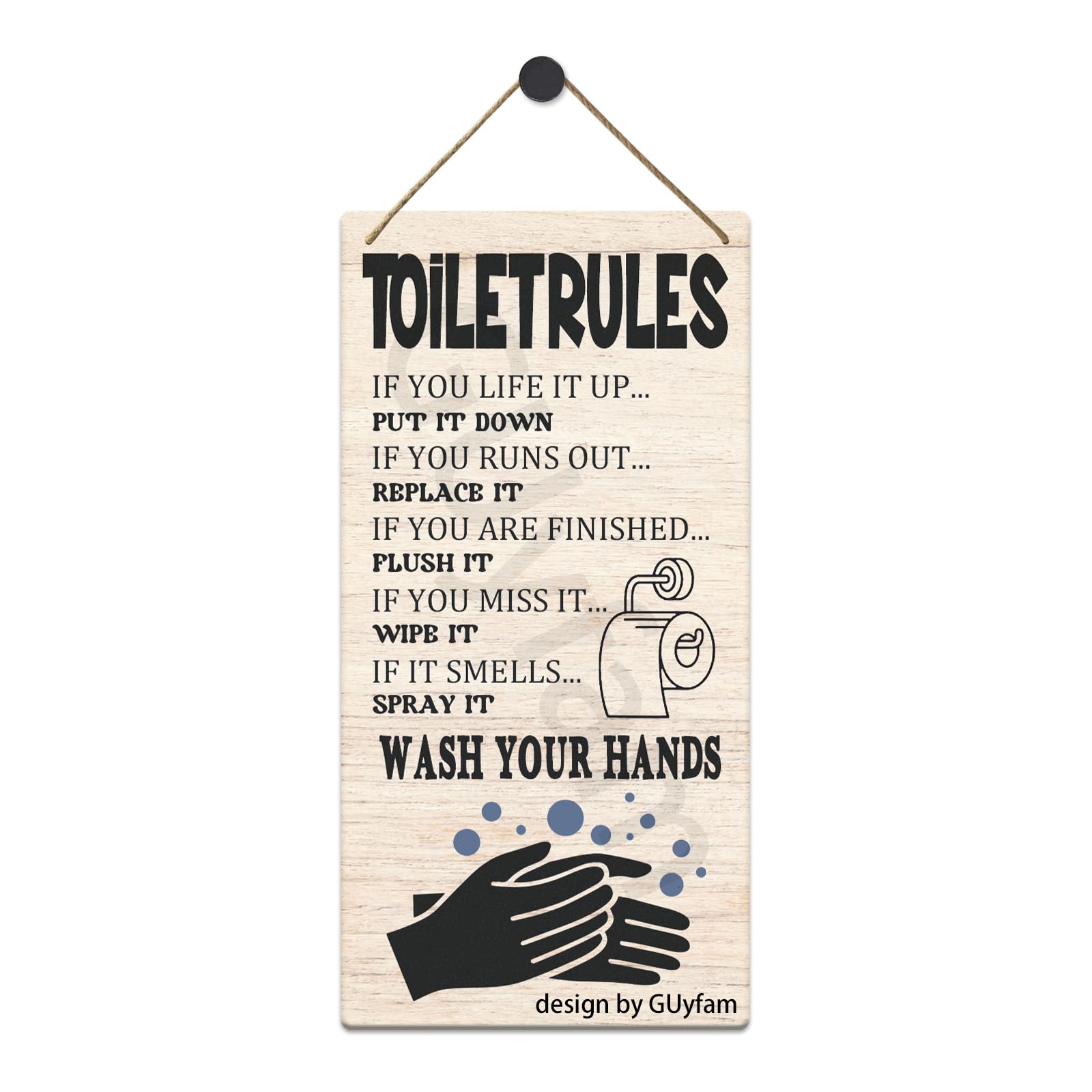 Toilet Rules Sign Toilet Rules Wall Art Decor Funny Bathroom Sign