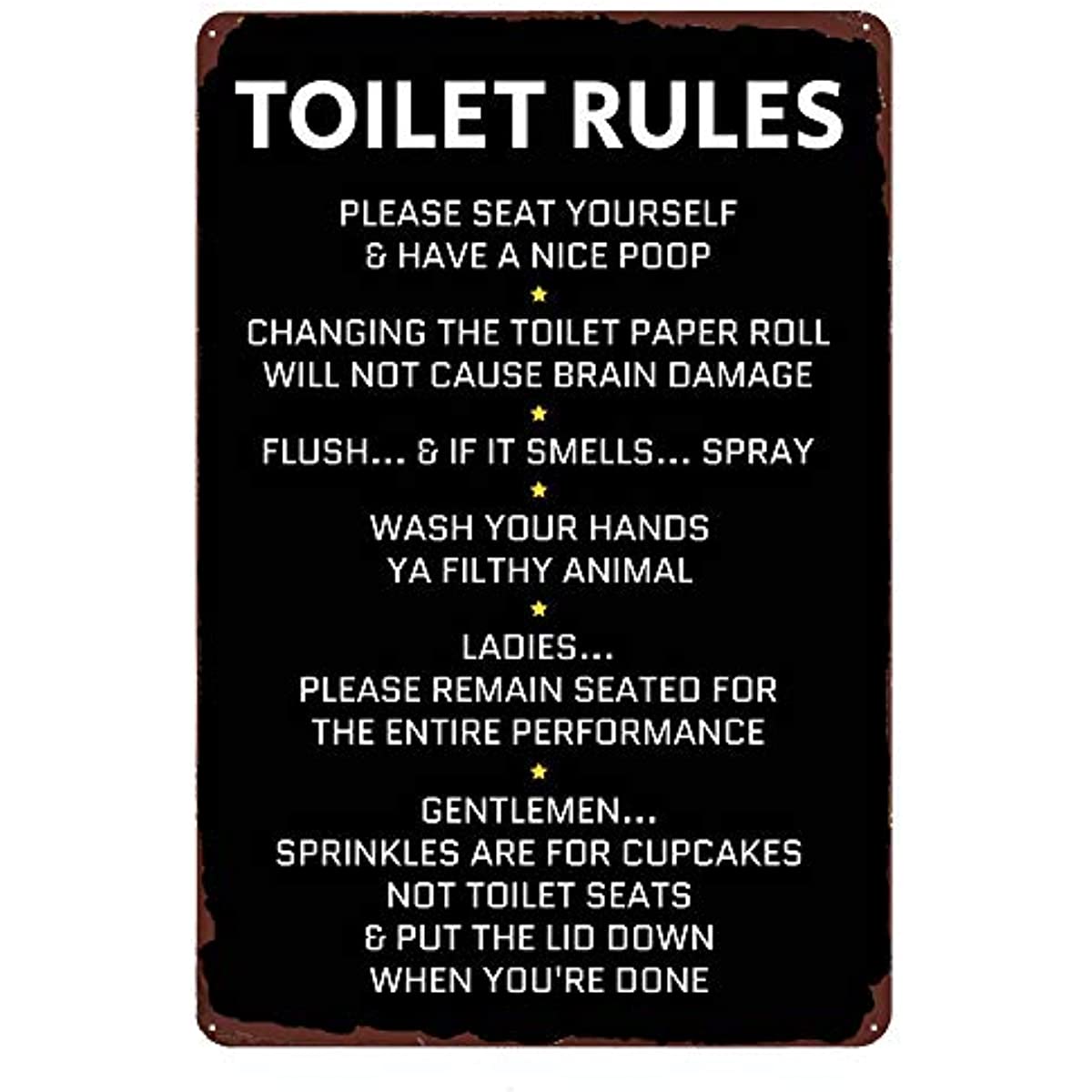 Poop Rule Sign Toilet Rules Vintage Metal Aluminum Sign Funny Bathroom Decor-Nice Poop ...