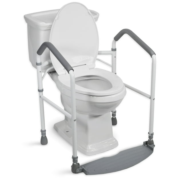 Portable Toilet Safety Frame & Rail Adjustable Height, Folding for