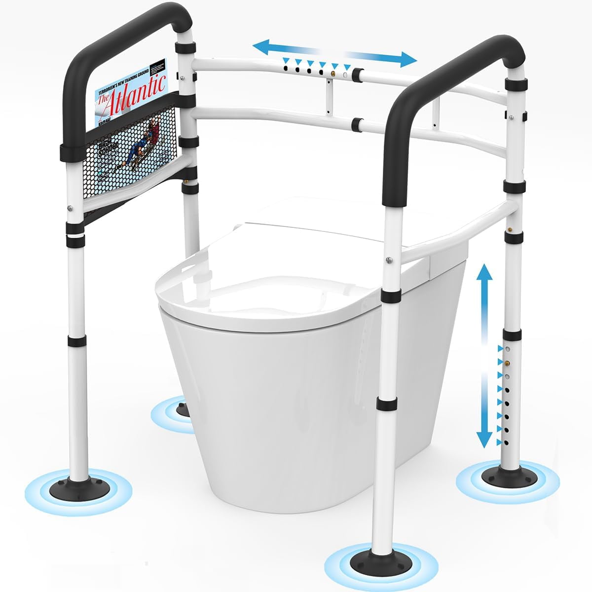 Toilet Safety Rail 350lbs Adjustable Frame Rails Support Handles Assist