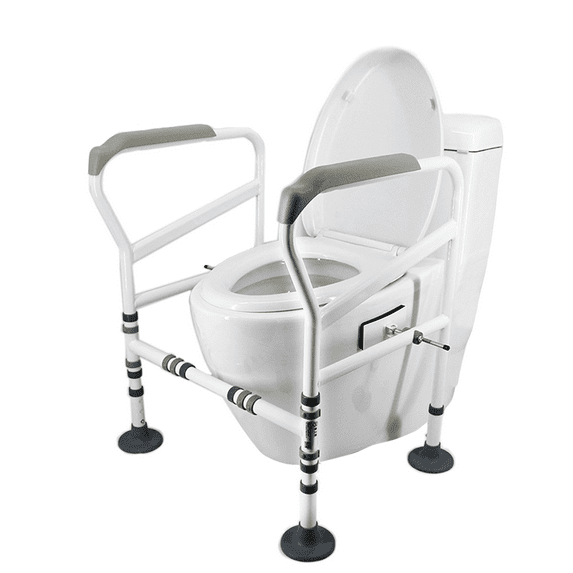Toilet Safety Rail for Elderly, Height & Width Adjustable Toilet Safety Frame, Heavy Duty Grab Bar with Anti-Slip Handles, Toilet Safety Rails for Handicapped, Fits Most Toilets