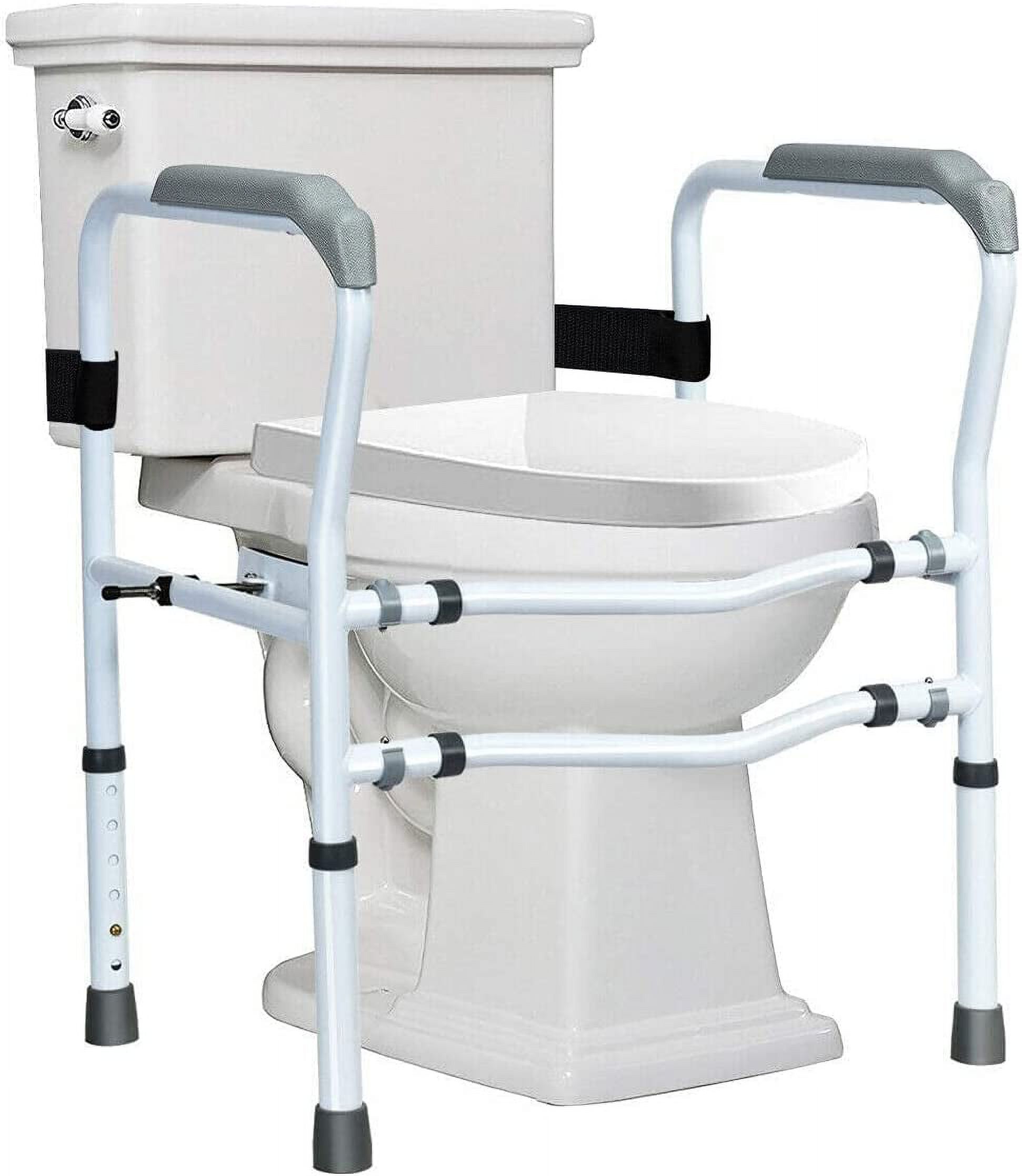 Toilet Safety Rail, Free Standing Safety Assist Frame W/ 360°Rotatable Clip, Adjustable Height