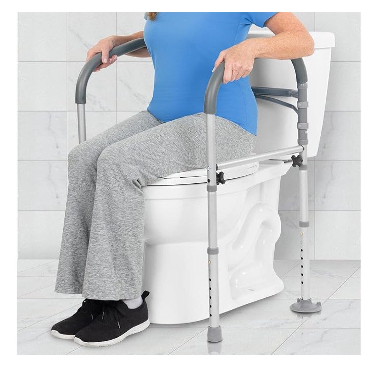 Toilet Safety Rail for Handicapped & Seniors - Folding Bathroom Frame w ...