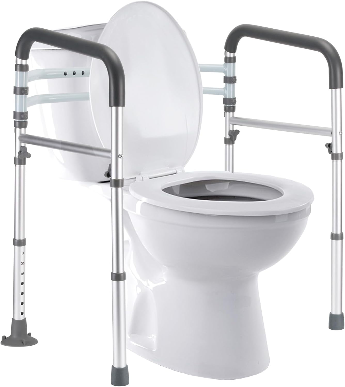 Toilet Safety Rails, Adjustable Toilet Frame for Elderly, Seniors, Handicap \u0026 Disabled, Foldable Handicap Toilet Handles Fit Any Toilets (300 LB)