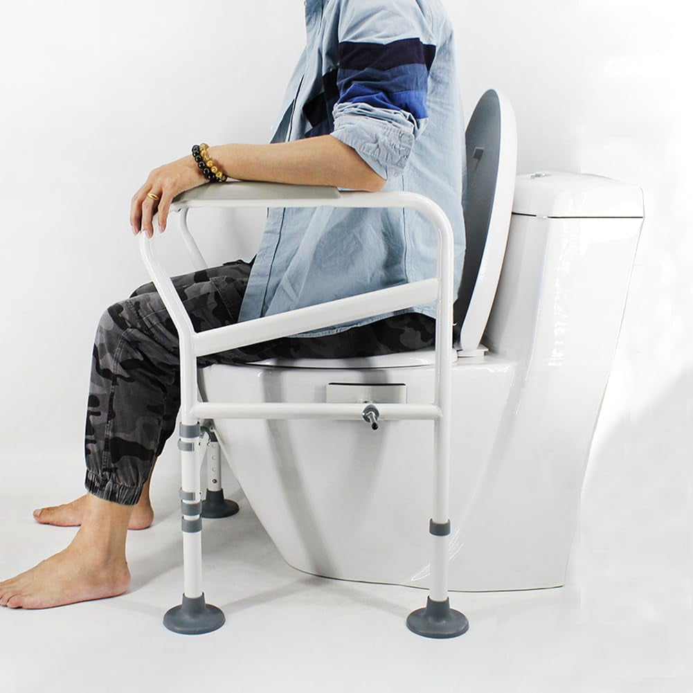 Toilet Safety Rails, Bathroom Frame, Adjustable Height, Bariatric