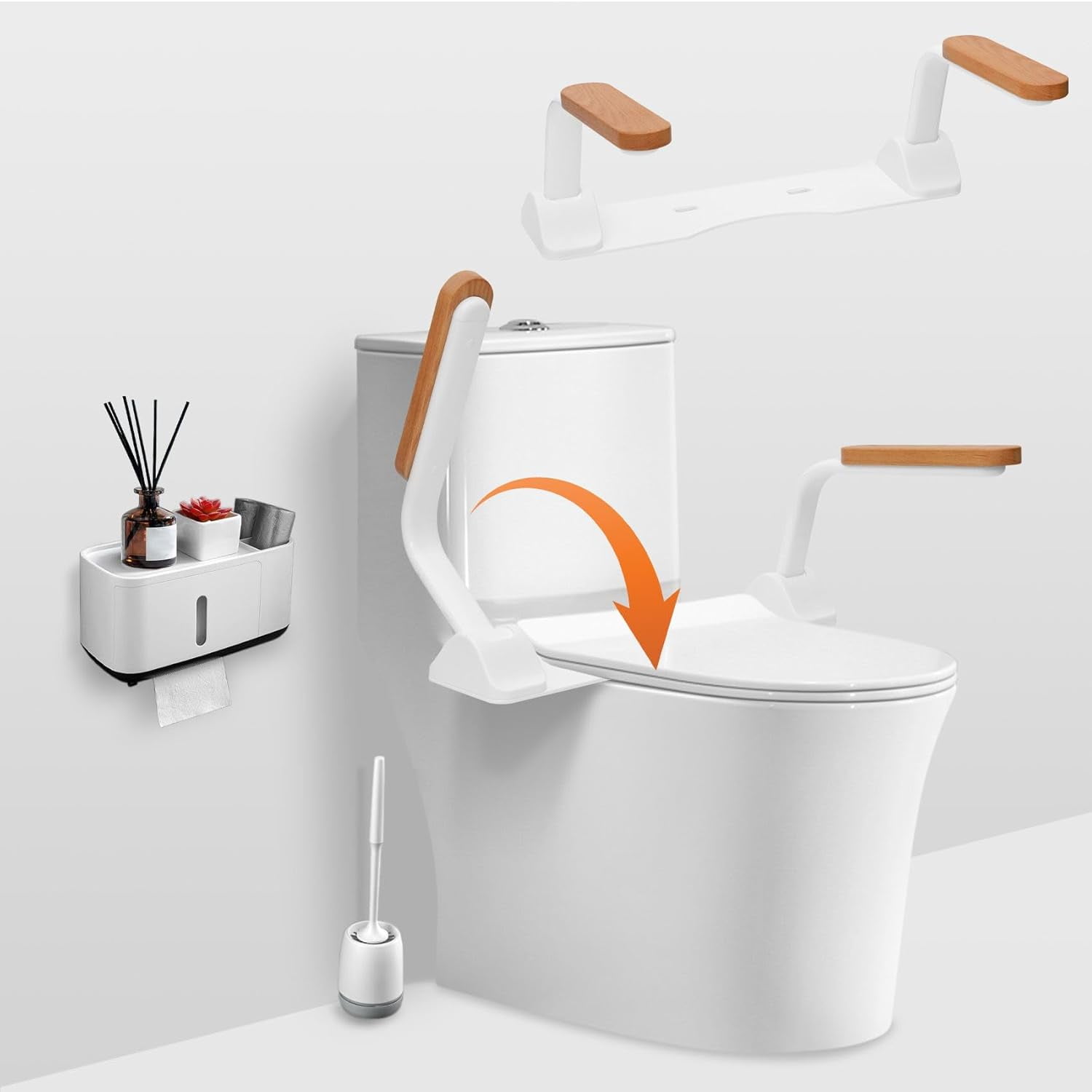 Toilet Safety Rails for Elderly (520 lbs), Handicap Toilet Seat with